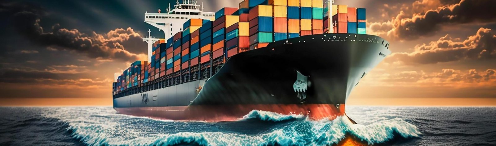 container-ship-on-ocean-business-logistic-import-export-transport-front-view-in-sunset-generative-ai-free-photo